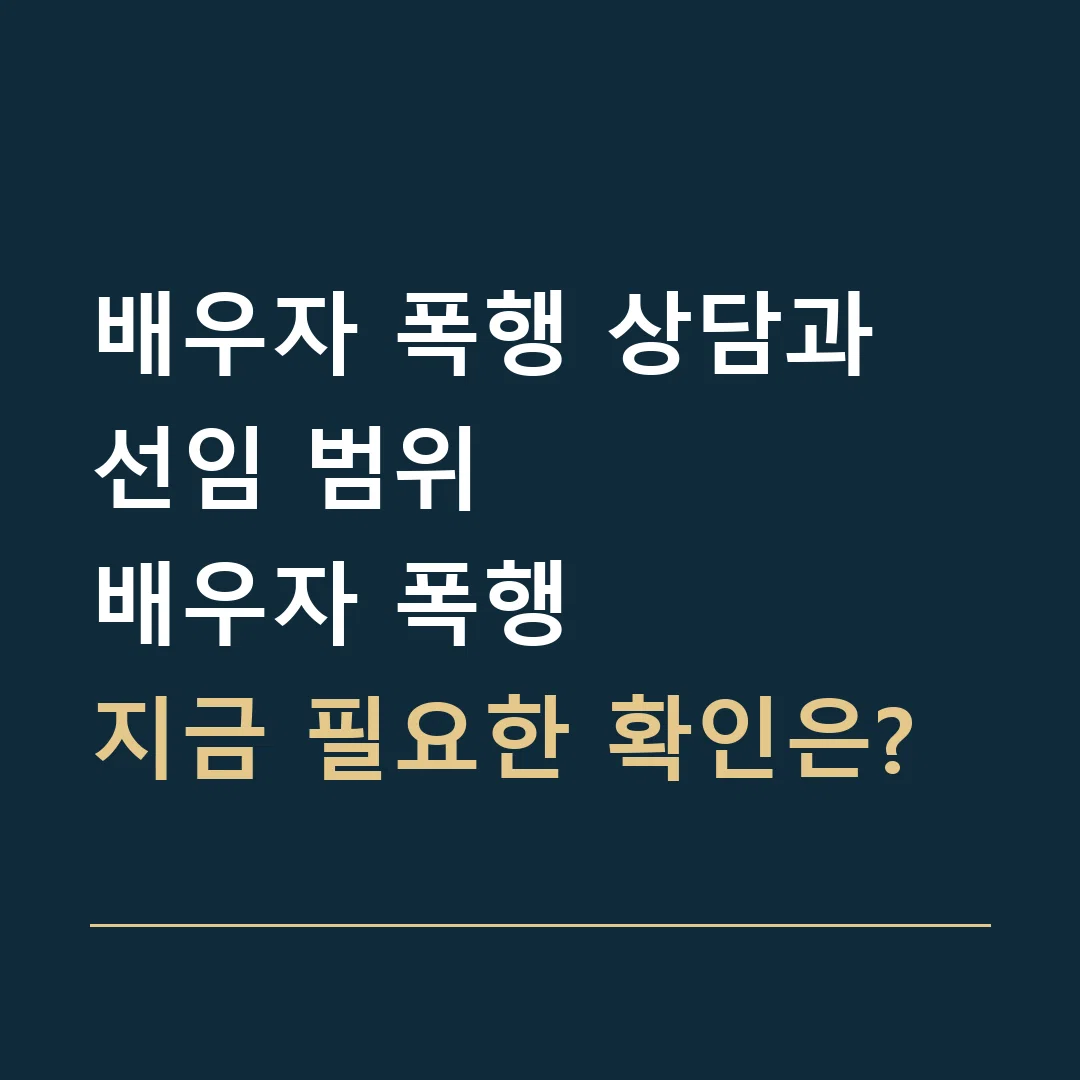 배우자 폭행 상담과 선임 범위 · 배우자 폭행
지금 필요한 확인은?