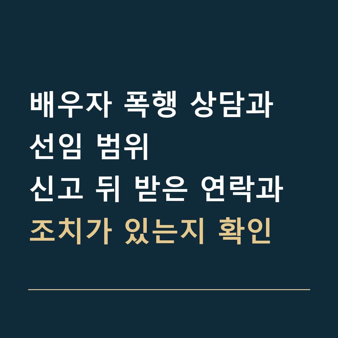 배우자 폭행 상담과 선임 범위 · 신고 뒤 받은 연락과 조치가 있는지 확인