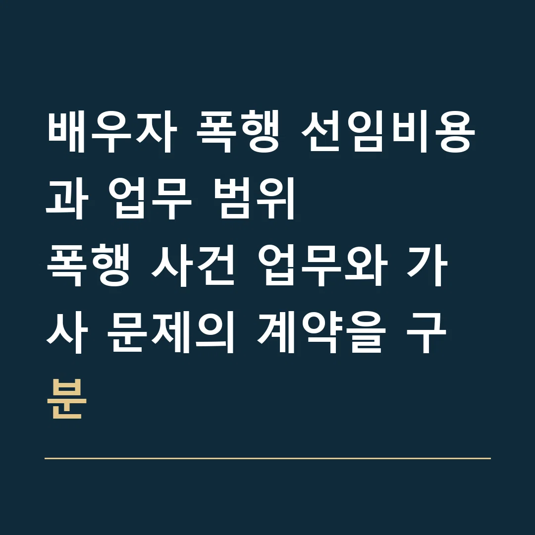 배우자 폭행 선임비용과 업무 범위 · 폭행 사건 업무와 가사 문제의 계약을 구분