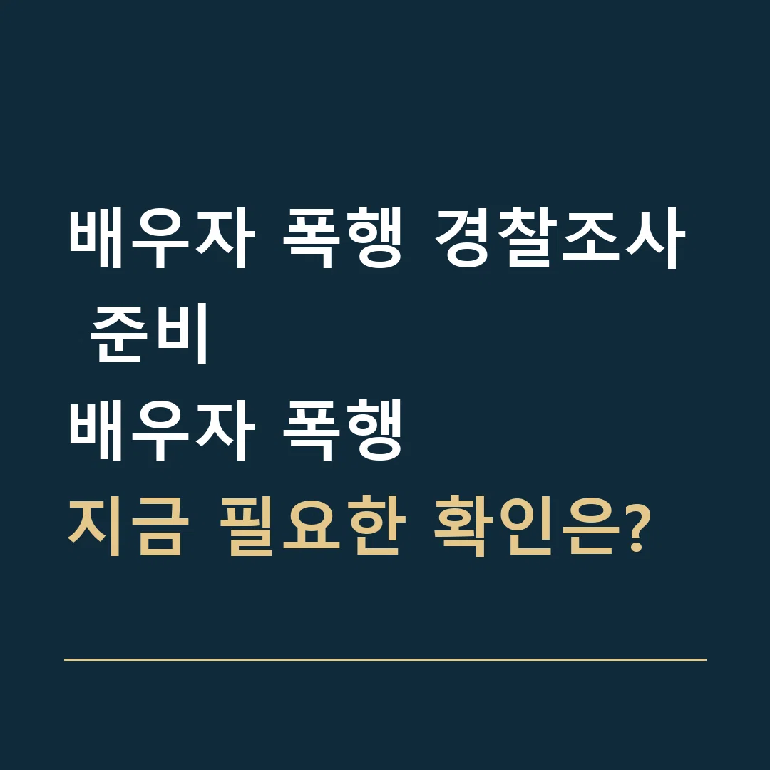 배우자 폭행 경찰조사 준비 · 배우자 폭행
지금 필요한 확인은?