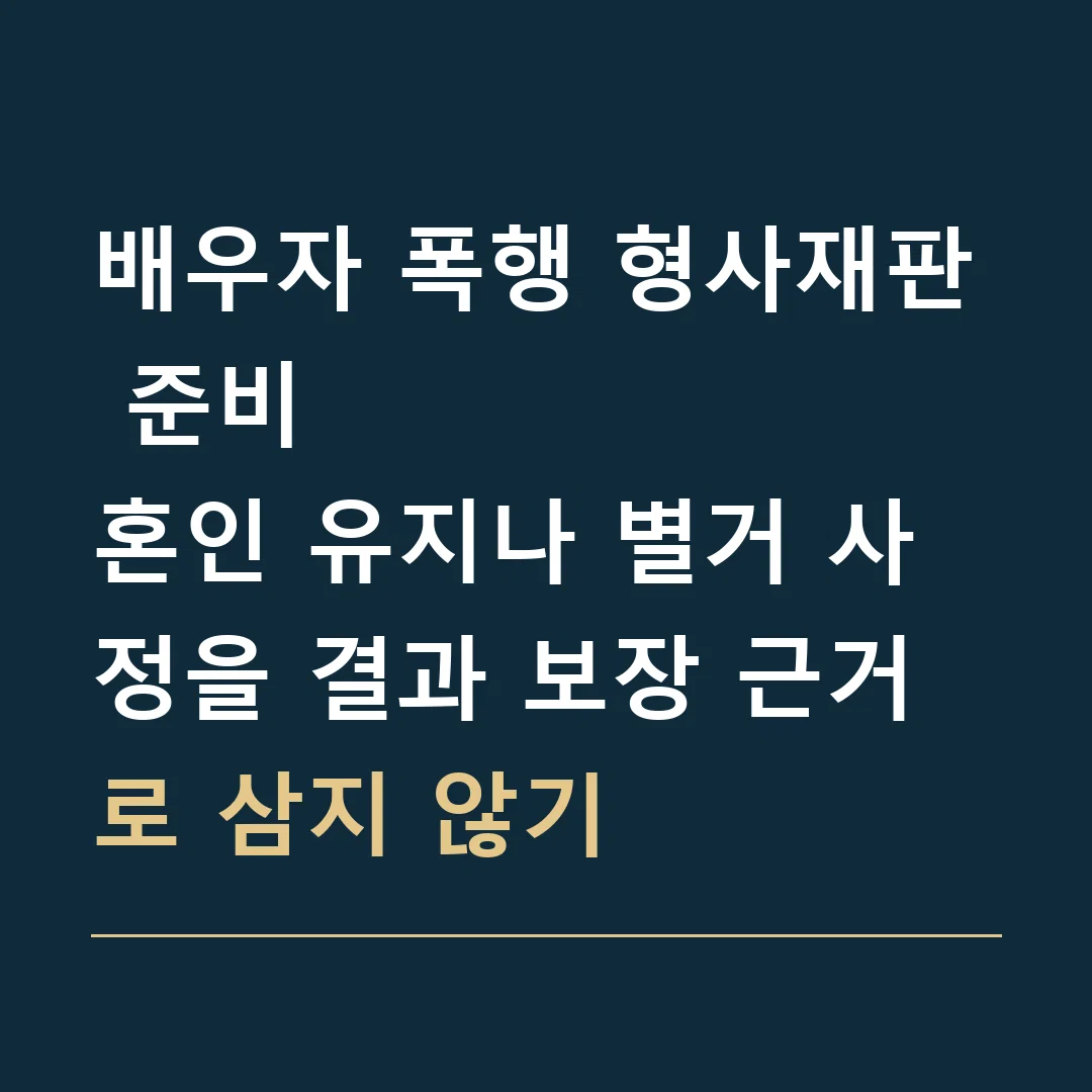 배우자 폭행 형사재판 준비 · 혼인 유지나 별거 사정을 결과 보장 근거로 삼지 않기