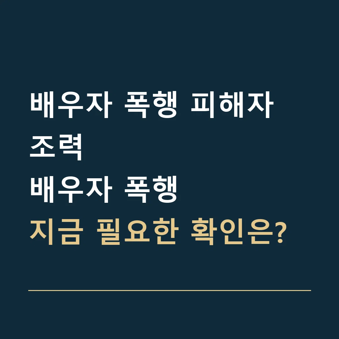 배우자 폭행 피해자 조력 · 배우자 폭행
지금 필요한 확인은?