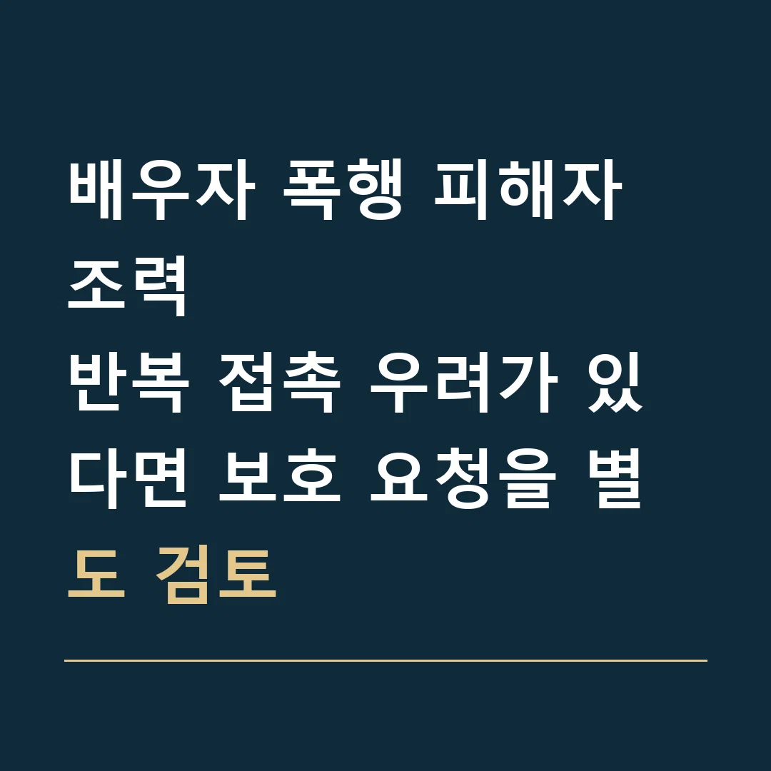 배우자 폭행 피해자 조력 · 반복 접촉 우려가 있다면 보호 요청을 별도 검토