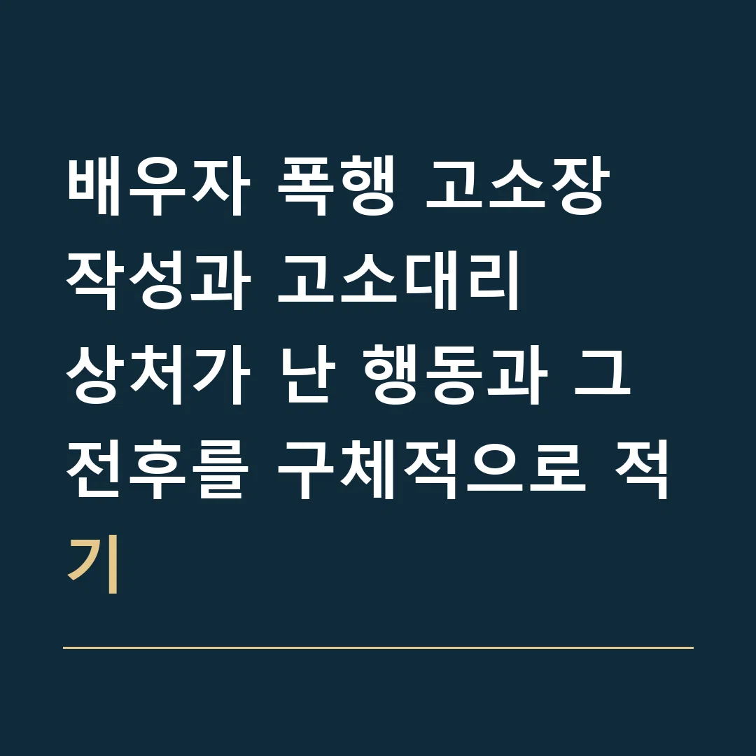 배우자 폭행 고소장 작성과 고소대리 · 상처가 난 행동과 그 전후를 구체적으로 적기