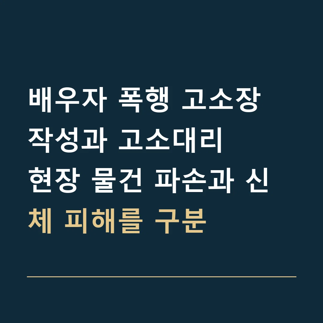 배우자 폭행 고소장 작성과 고소대리 · 현장 물건 파손과 신체 피해를 구분
