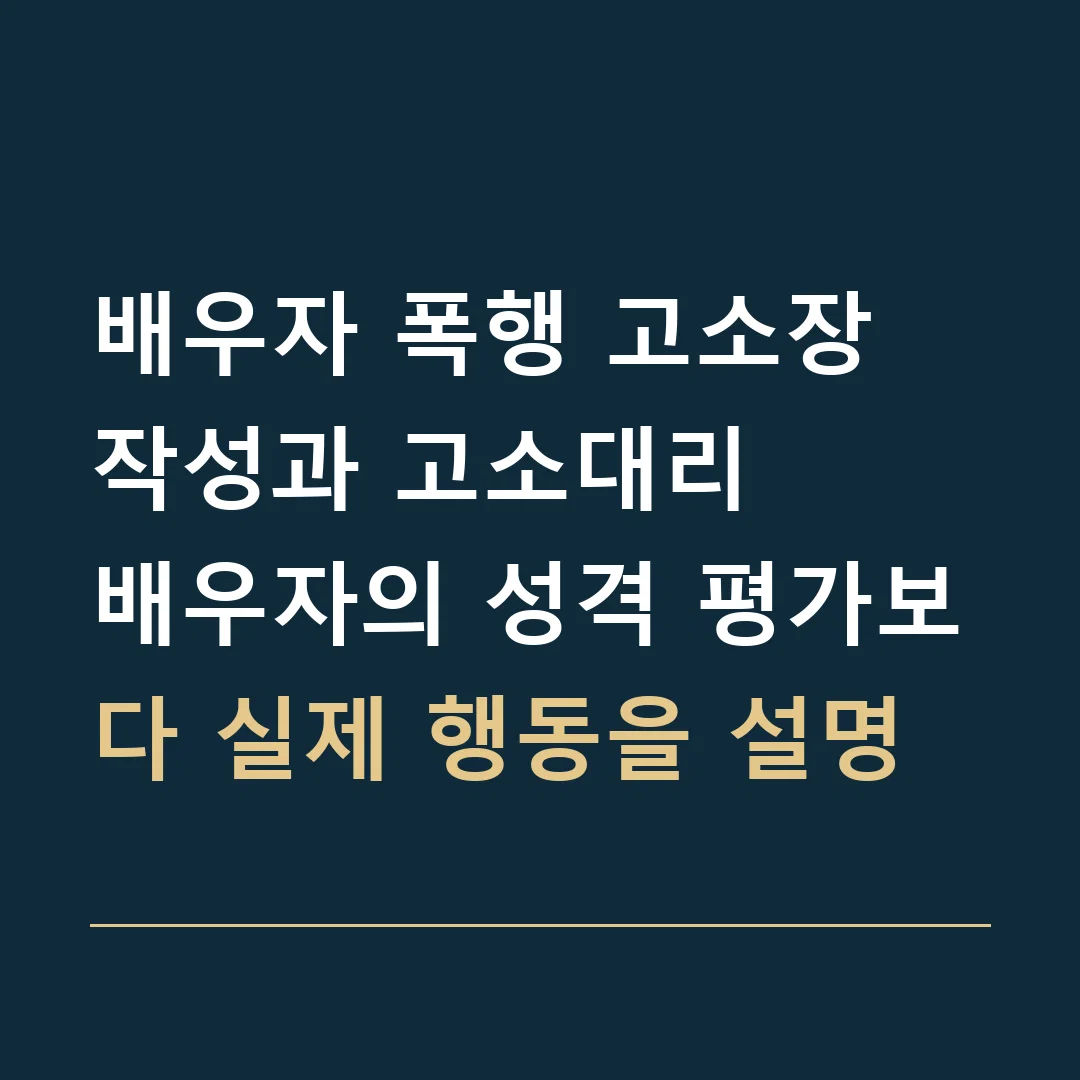 배우자 폭행 고소장 작성과 고소대리 · 배우자의 성격 평가보다 실제 행동을 설명
