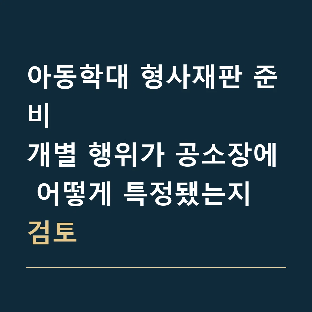 아동학대 형사재판 준비 · 개별 행위가 공소장에 어떻게 특정됐는지 검토