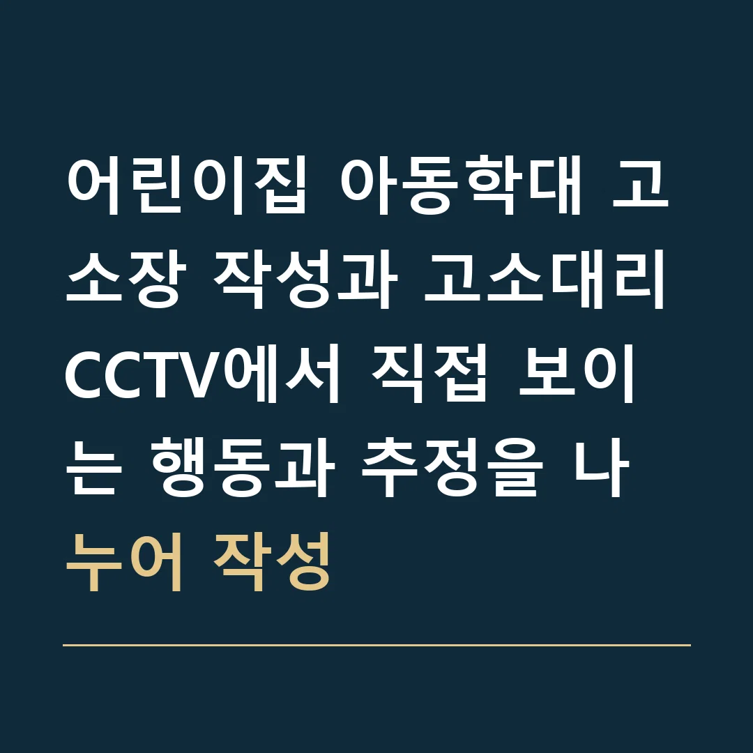 어린이집 아동학대 고소장 작성과 고소대리 · CCTV에서 직접 보이는 행동과 추정을 나누어 작성