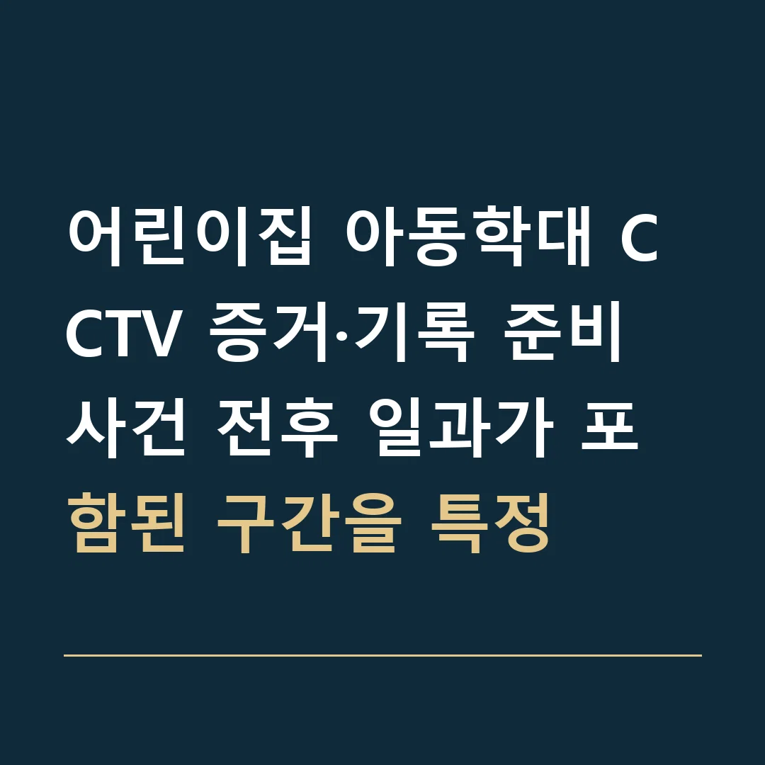 어린이집 아동학대 CCTV 증거·기록 준비 · 사건 전후 일과가 포함된 구간을 특정