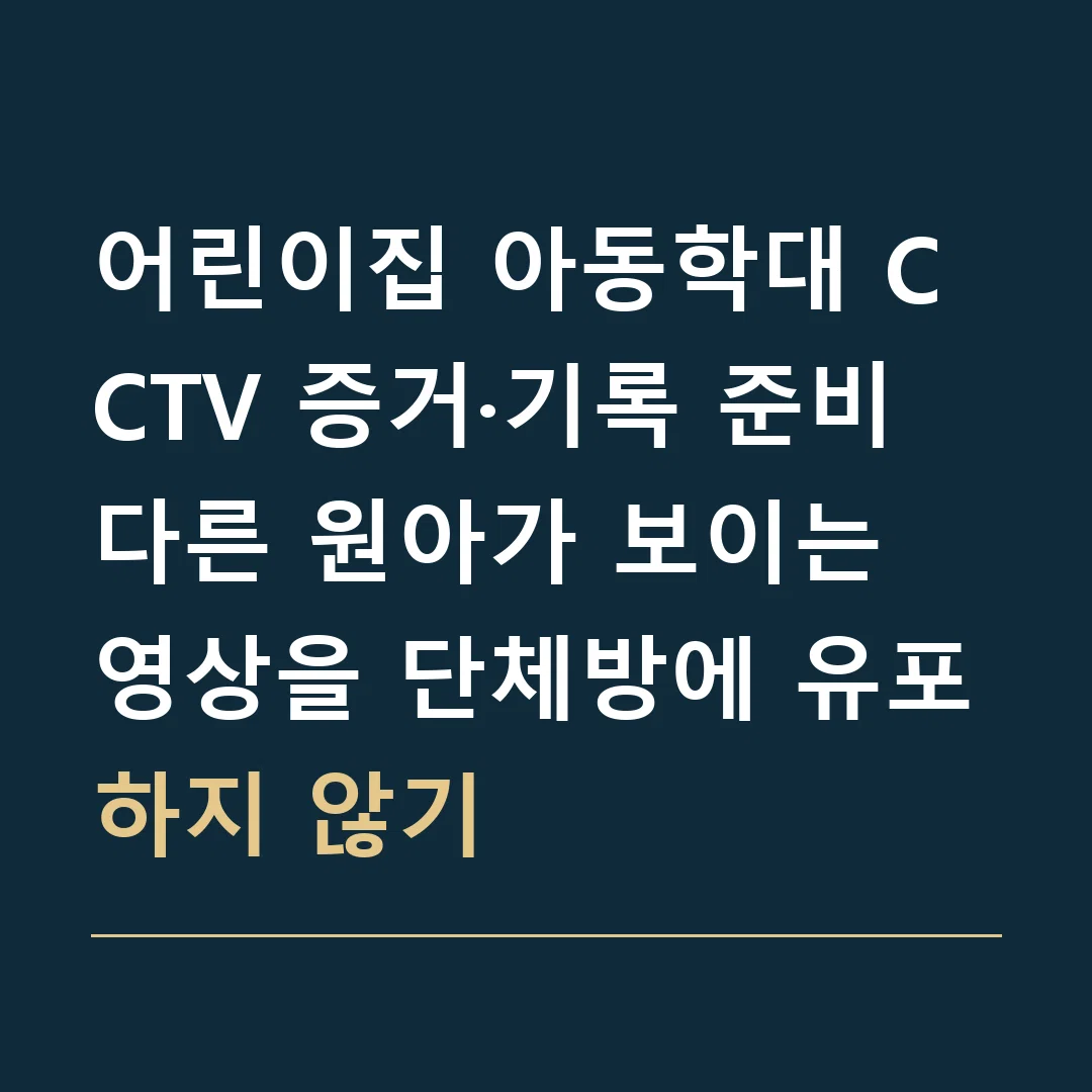 어린이집 아동학대 CCTV 증거·기록 준비 · 다른 원아가 보이는 영상을 단체방에 유포하지 않기