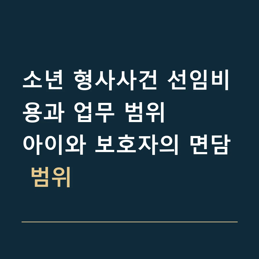 소년 형사사건 선임비용과 업무 범위 · 아이와 보호자의 면담 범위