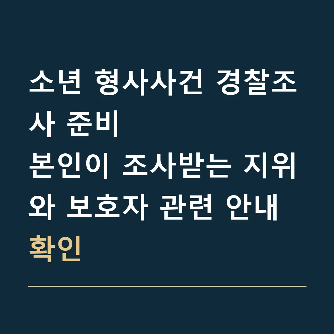 소년 형사사건 경찰조사 준비 · 본인이 조사받는 지위와 보호자 관련 안내 확인