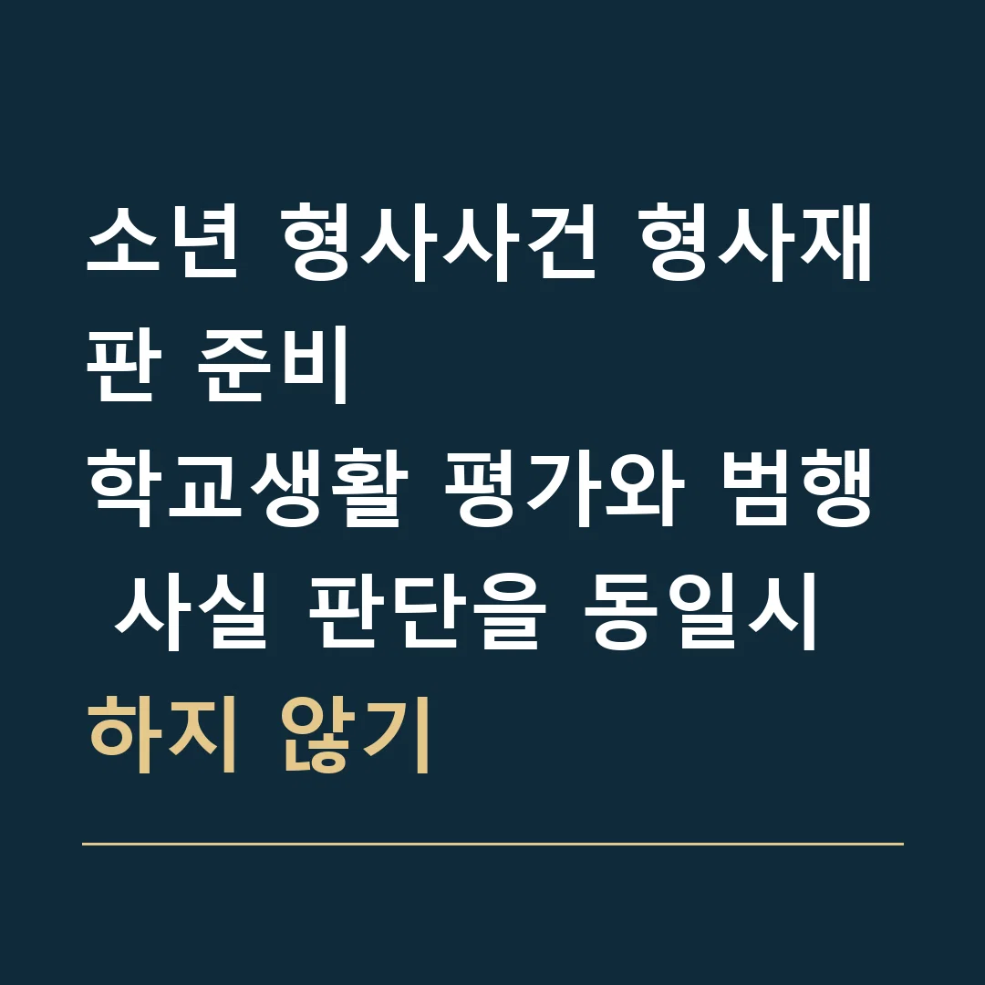 소년 형사사건 형사재판 준비 · 학교생활 평가와 범행 사실 판단을 동일시하지 않기