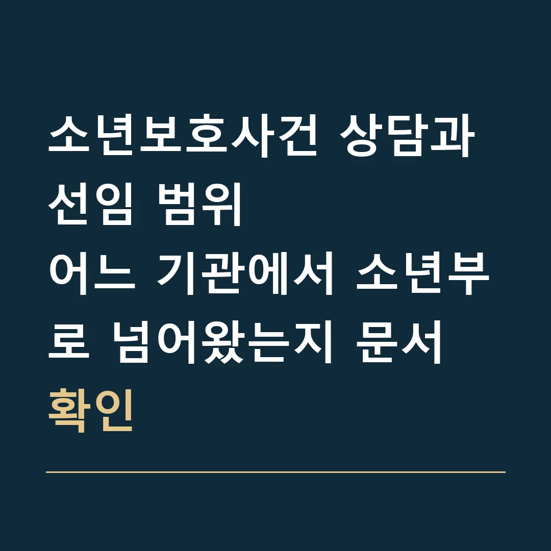 소년보호사건 상담과 선임 범위 · 어느 기관에서 소년부로 넘어왔는지 문서 확인