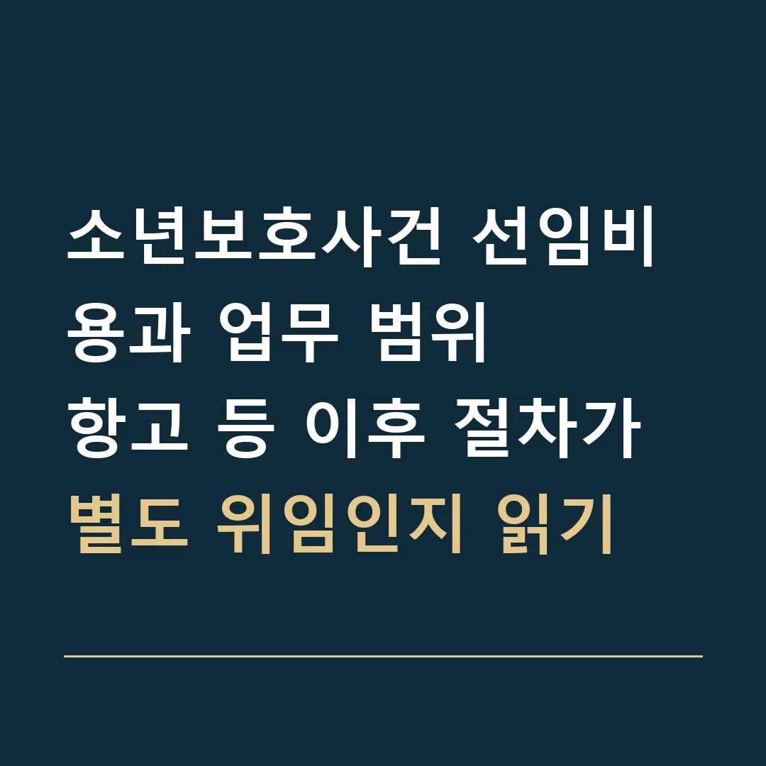 소년보호사건 선임비용과 업무 범위 · 항고 등 이후 절차가 별도 위임인지 읽기