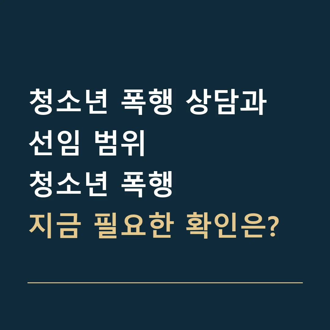 청소년 폭행 상담과 선임 범위 · 청소년 폭행
지금 필요한 확인은?