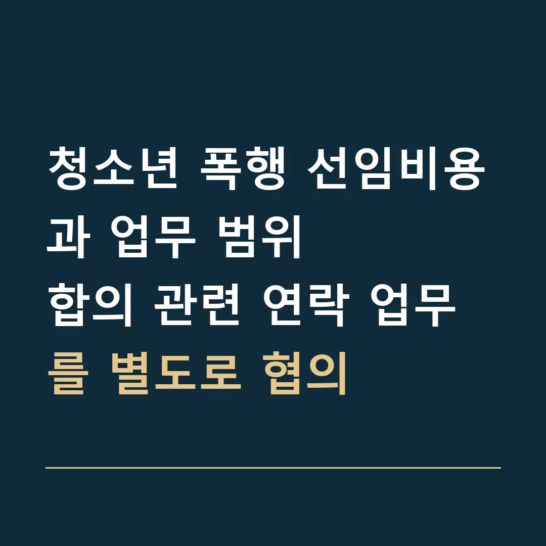 청소년 폭행 선임비용과 업무 범위 · 합의 관련 연락 업무를 별도로 협의