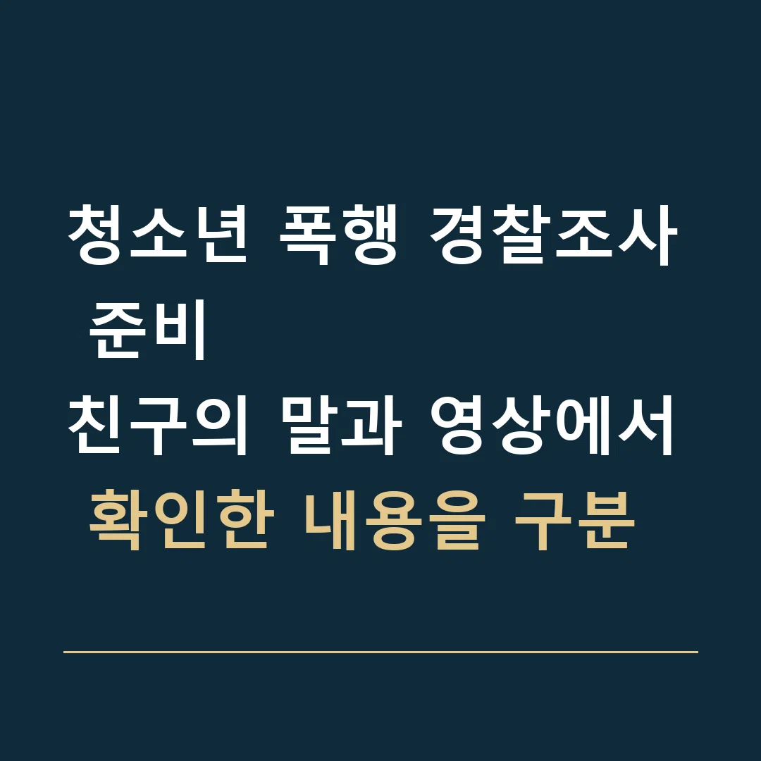 청소년 폭행 경찰조사 준비 · 친구의 말과 영상에서 확인한 내용을 구분