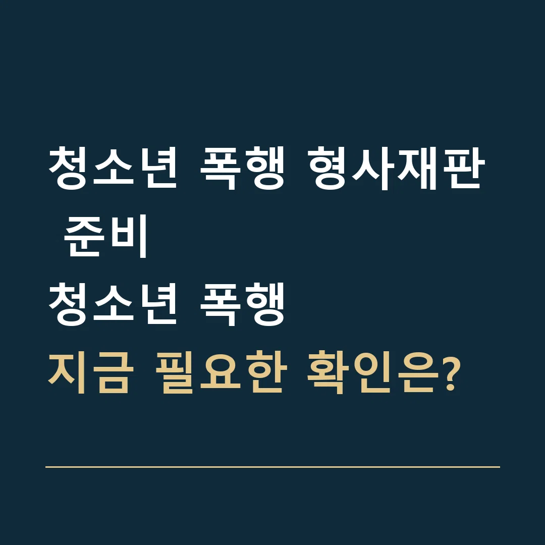 청소년 폭행 형사재판 준비 · 청소년 폭행
지금 필요한 확인은?