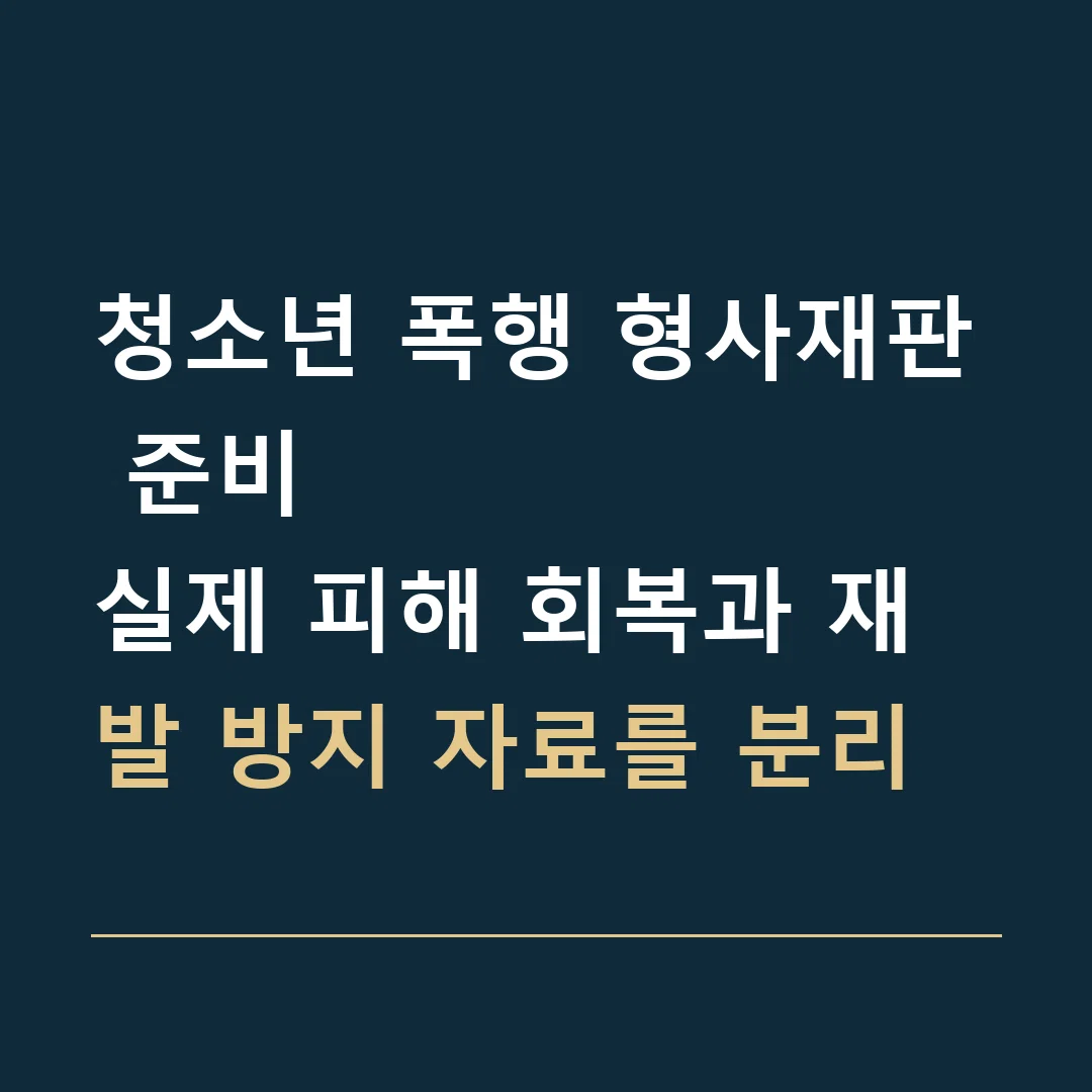청소년 폭행 형사재판 준비 · 실제 피해 회복과 재발 방지 자료를 분리