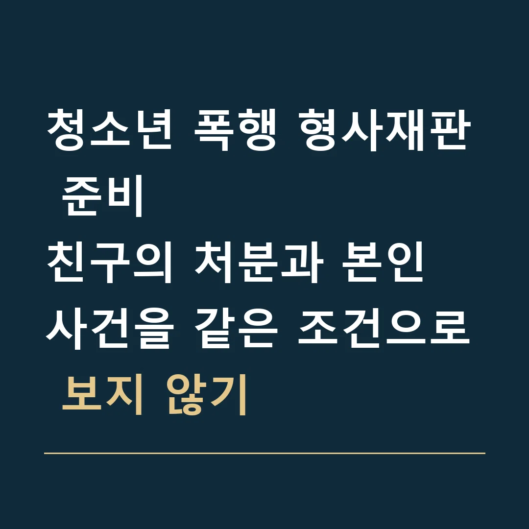 청소년 폭행 형사재판 준비 · 친구의 처분과 본인 사건을 같은 조건으로 보지 않기