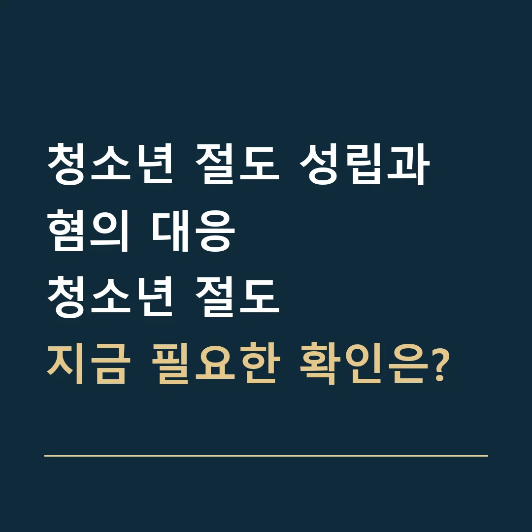 청소년 절도 성립과 혐의 대응 · 청소년 절도
지금 필요한 확인은?
