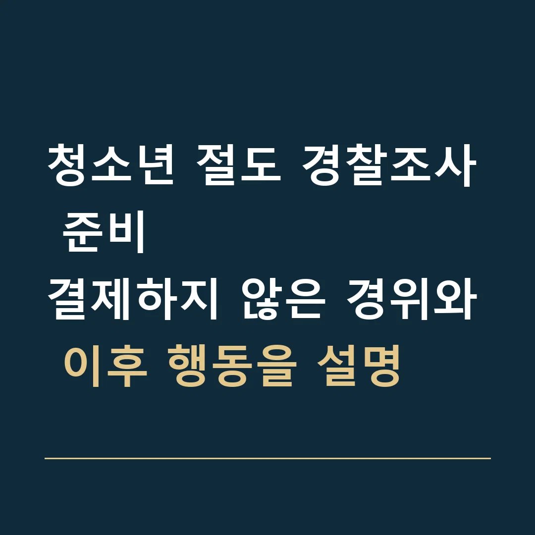 청소년 절도 경찰조사 준비 · 결제하지 않은 경위와 이후 행동을 설명