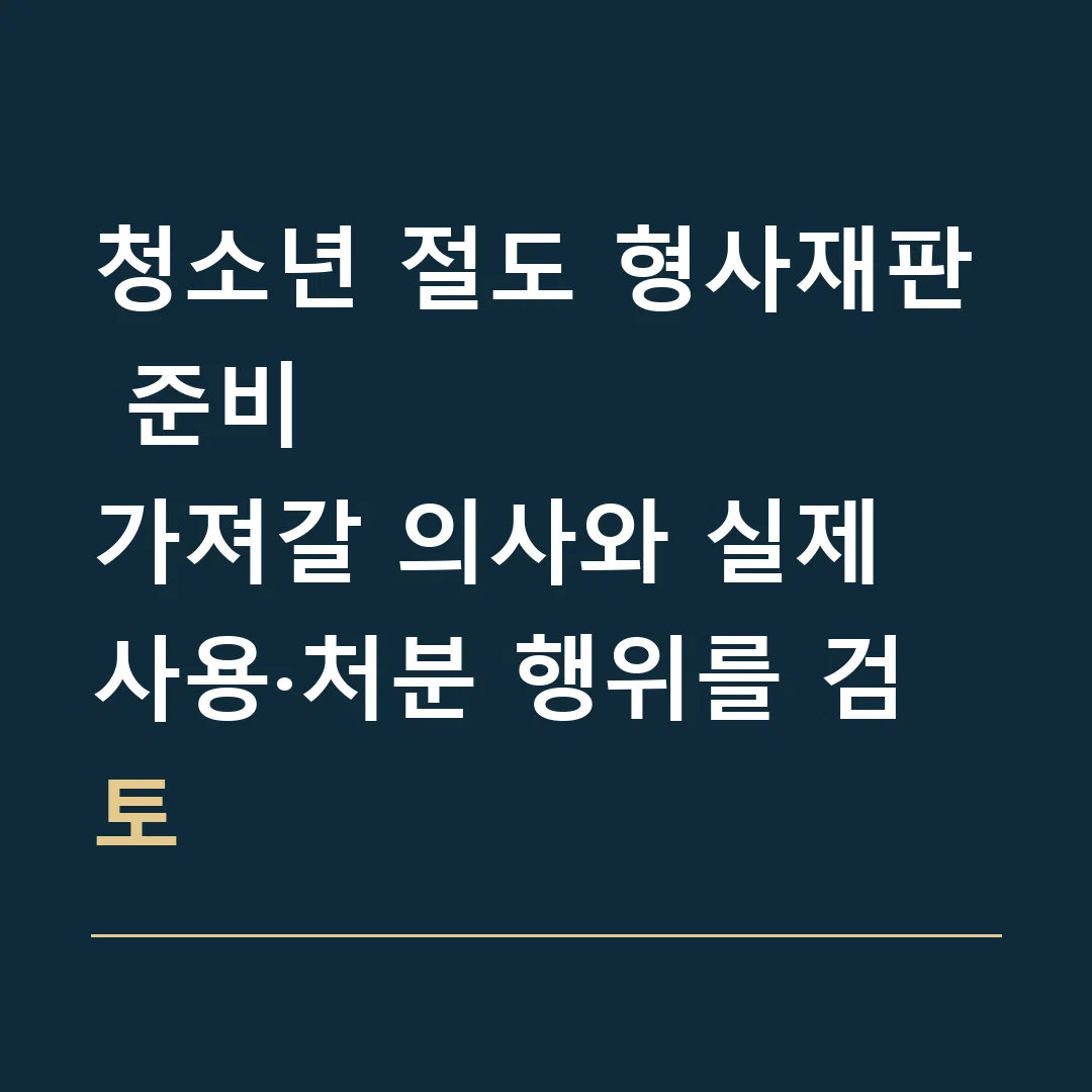 청소년 절도 형사재판 준비 · 가져갈 의사와 실제 사용·처분 행위를 검토