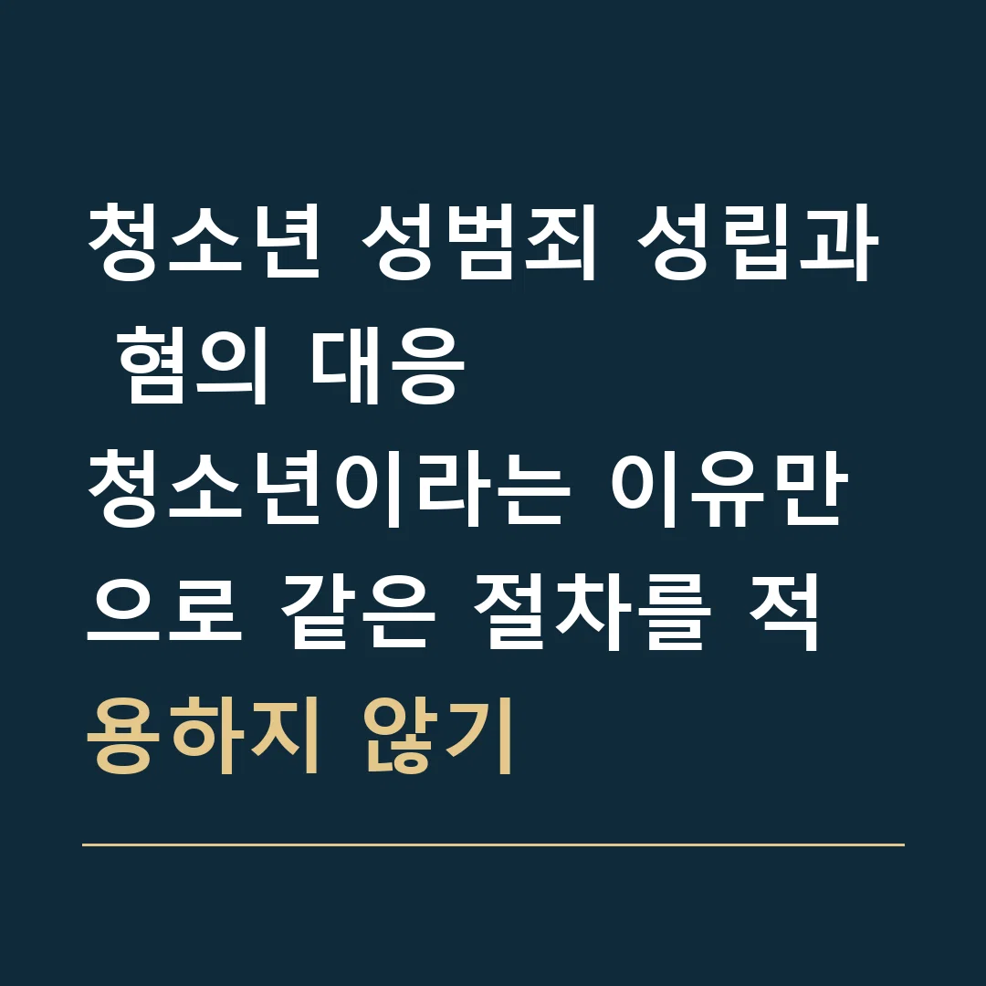 청소년 성범죄 성립과 혐의 대응 · 청소년이라는 이유만으로 같은 절차를 적용하지 않기