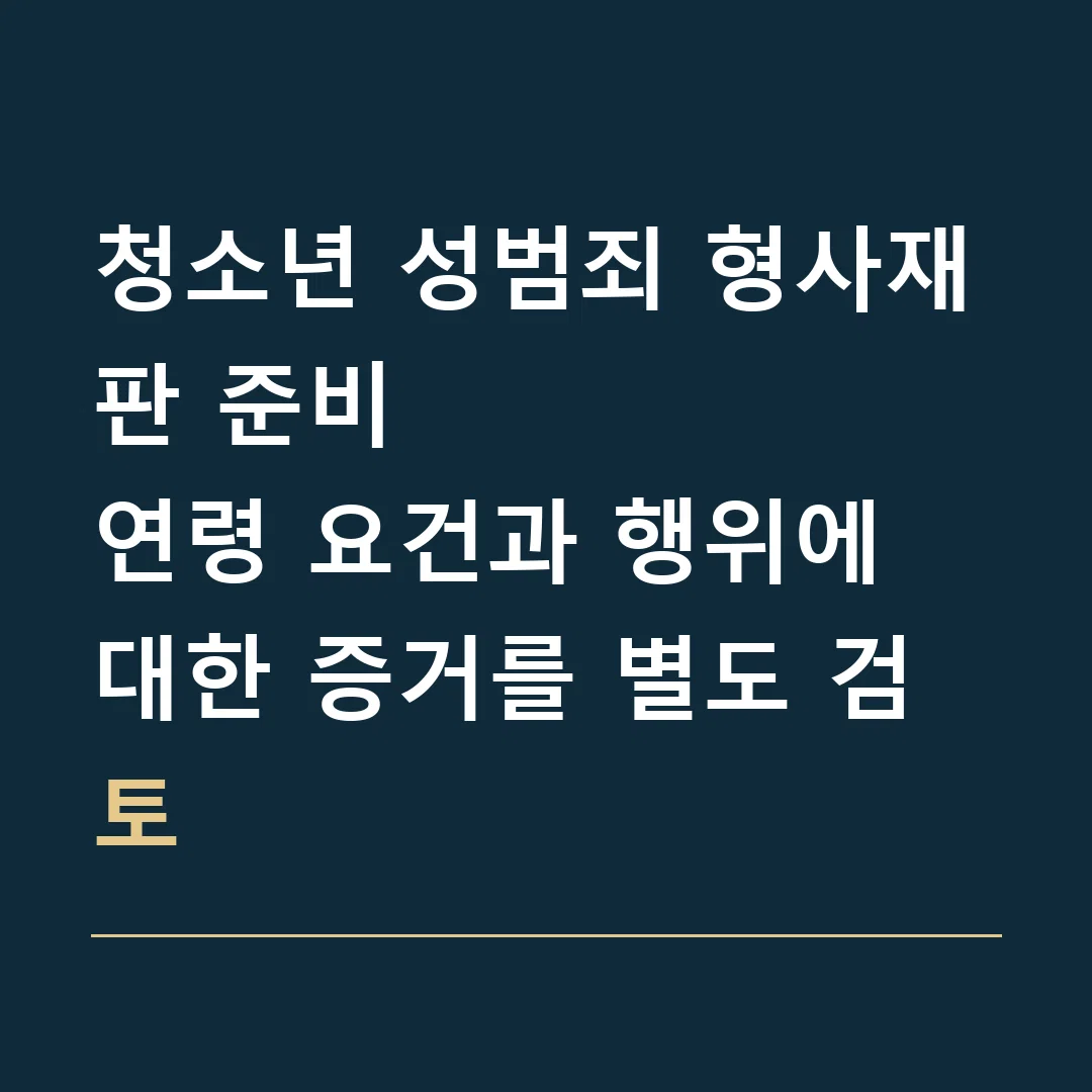 청소년 성범죄 형사재판 준비 · 연령 요건과 행위에 대한 증거를 별도 검토