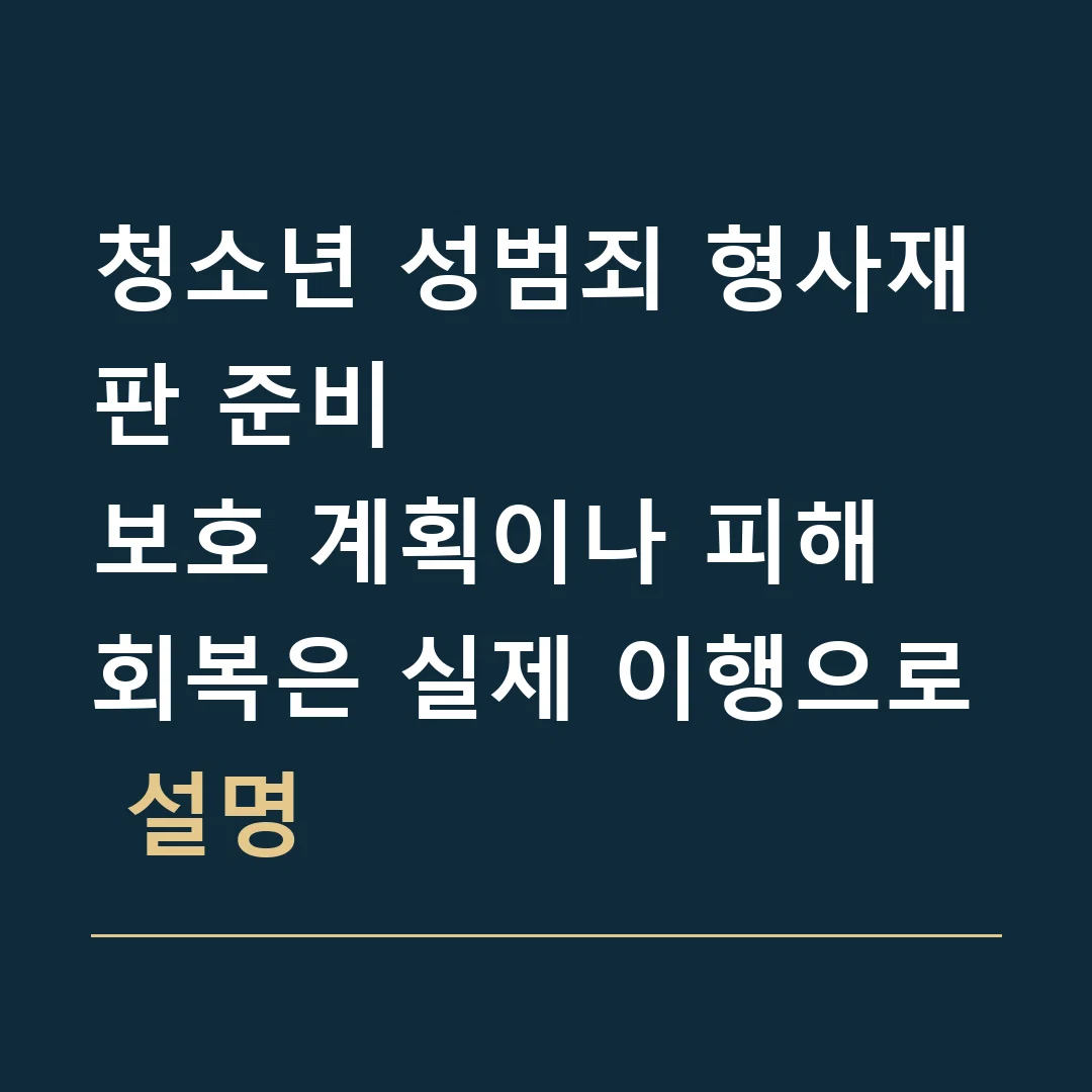 청소년 성범죄 형사재판 준비 · 보호 계획이나 피해 회복은 실제 이행으로 설명
