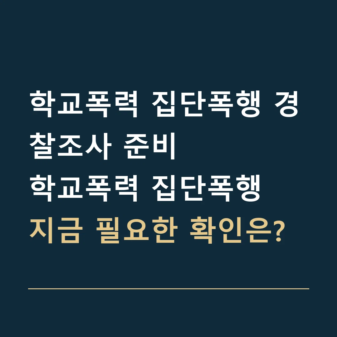 학교폭력 집단폭행 경찰조사 준비 · 학교폭력 집단폭행
지금 필요한 확인은?