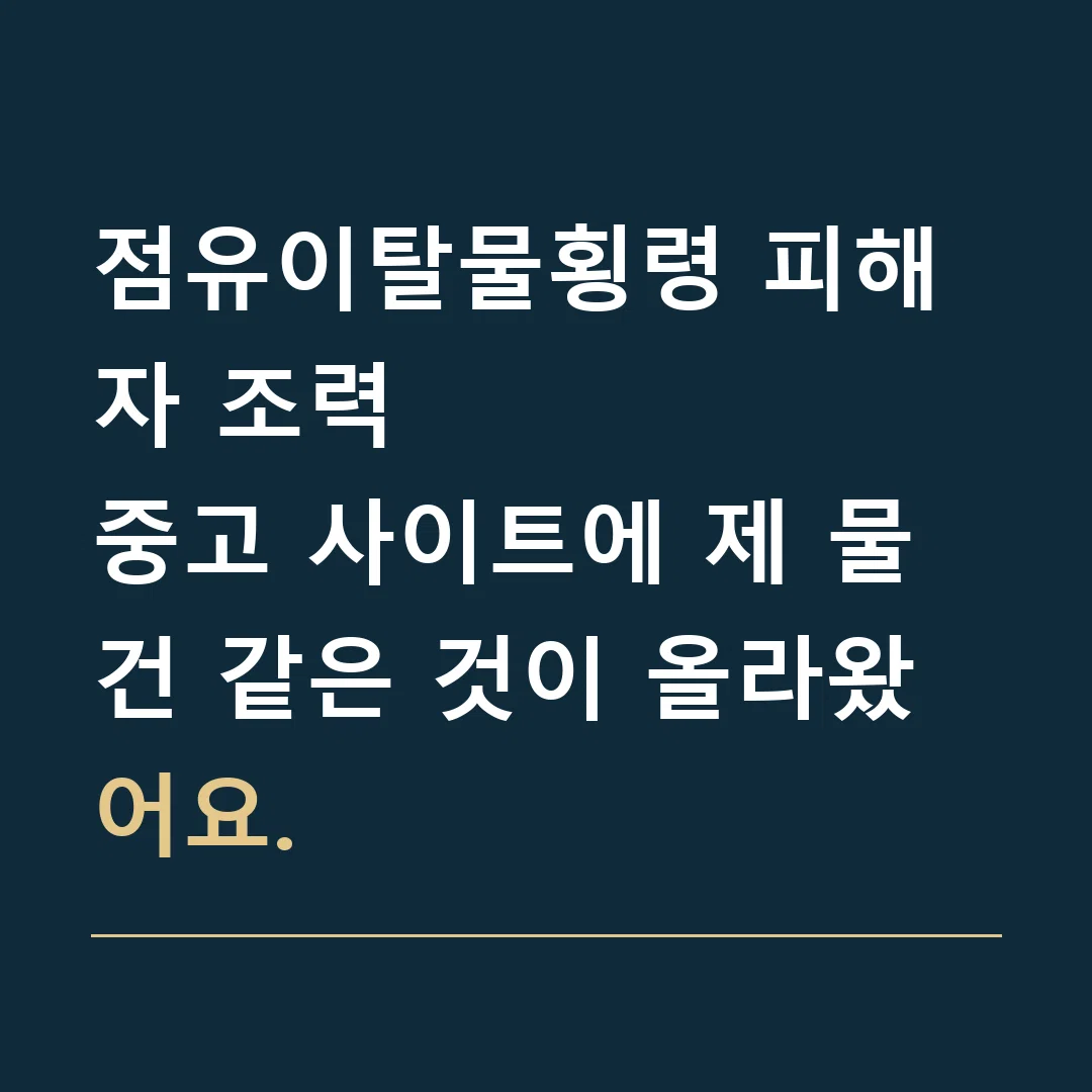 점유이탈물횡령 피해자 조력 · 중고 사이트에 제 물건 같은 것이 올라왔어요.