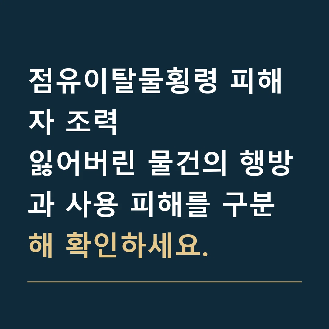 점유이탈물횡령 피해자 조력 · 잃어버린 물건의 행방과 사용 피해를 구분해 확인하세요.
