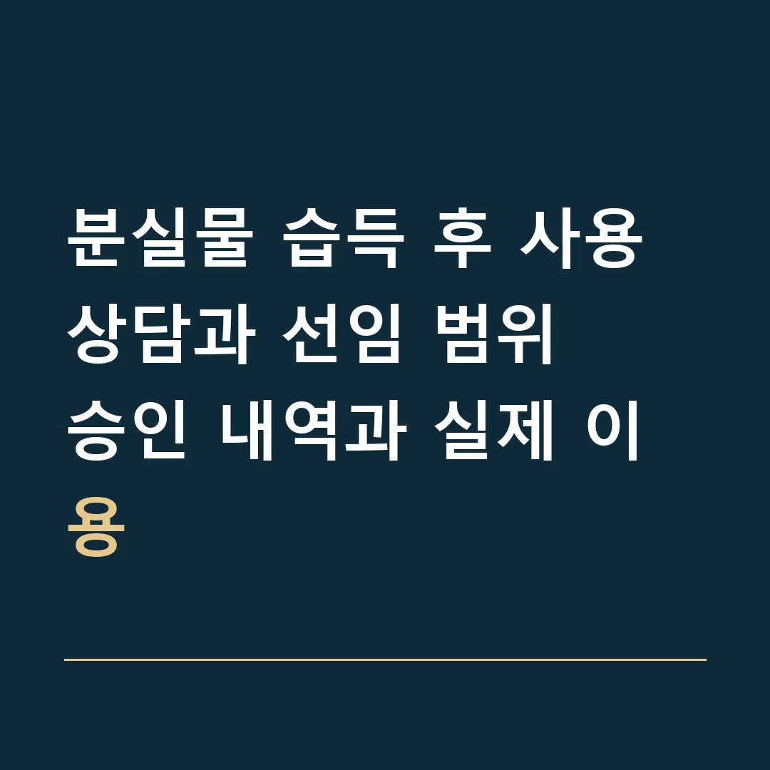 분실물 습득 후 사용 상담과 선임 범위 · 승인 내역과 실제 이용