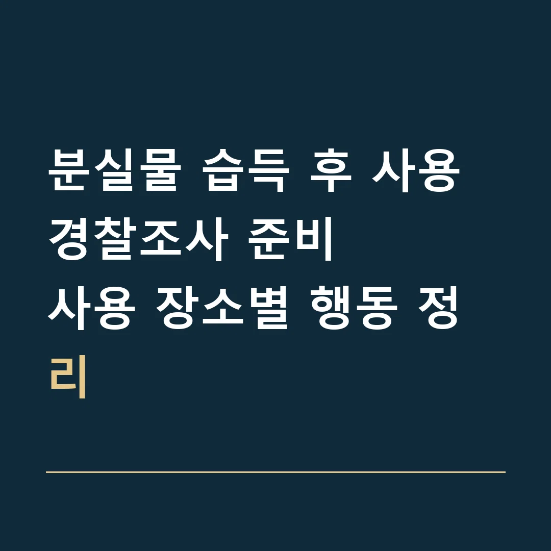 분실물 습득 후 사용 경찰조사 준비 · 사용 장소별 행동 정리