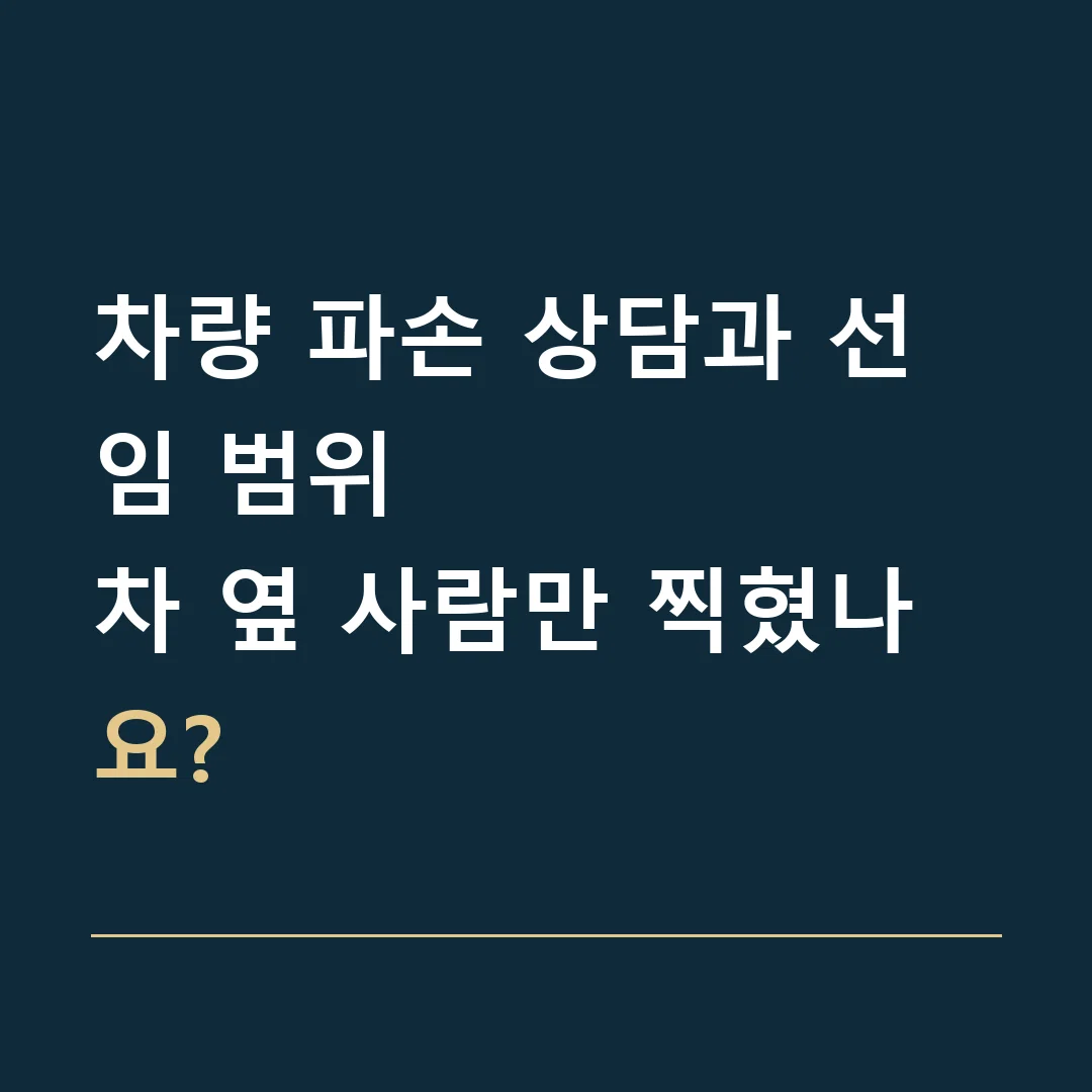 차량 파손 상담과 선임 범위 · 차 옆 사람만 찍혔나요?