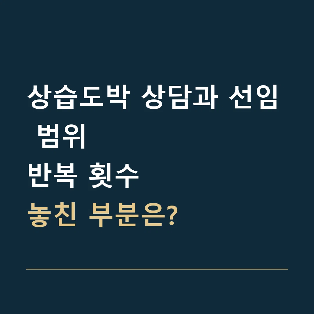 상습도박 상담과 선임 범위 · 반복 횟수
놓친 부분은?