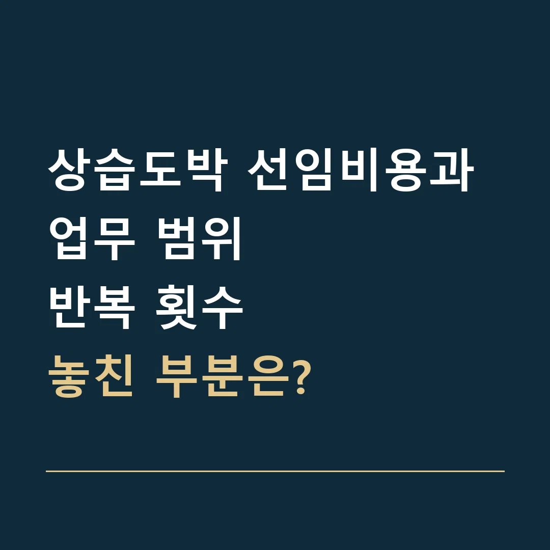 상습도박 선임비용과 업무 범위 · 반복 횟수
놓친 부분은?