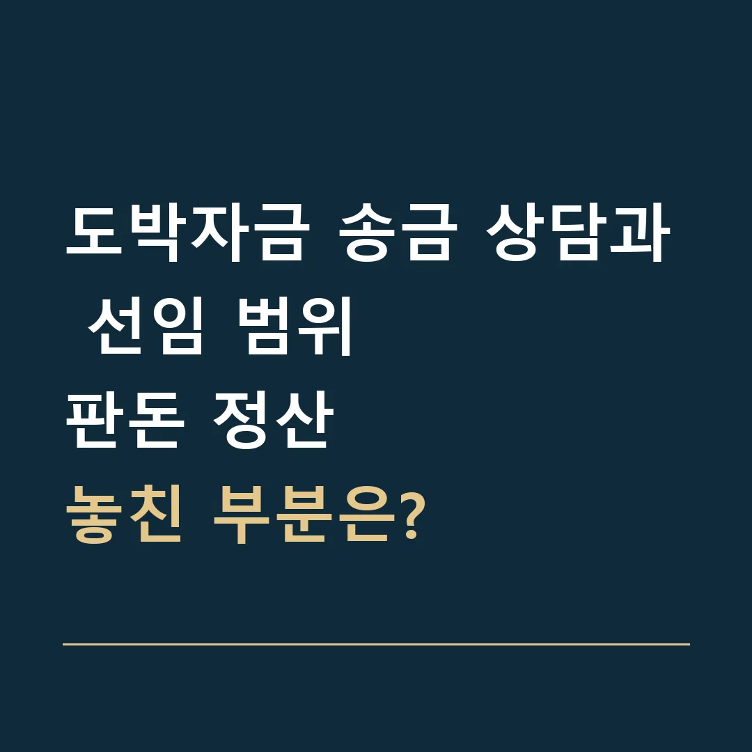 도박자금 송금 상담과 선임 범위 · 판돈 정산
놓친 부분은?