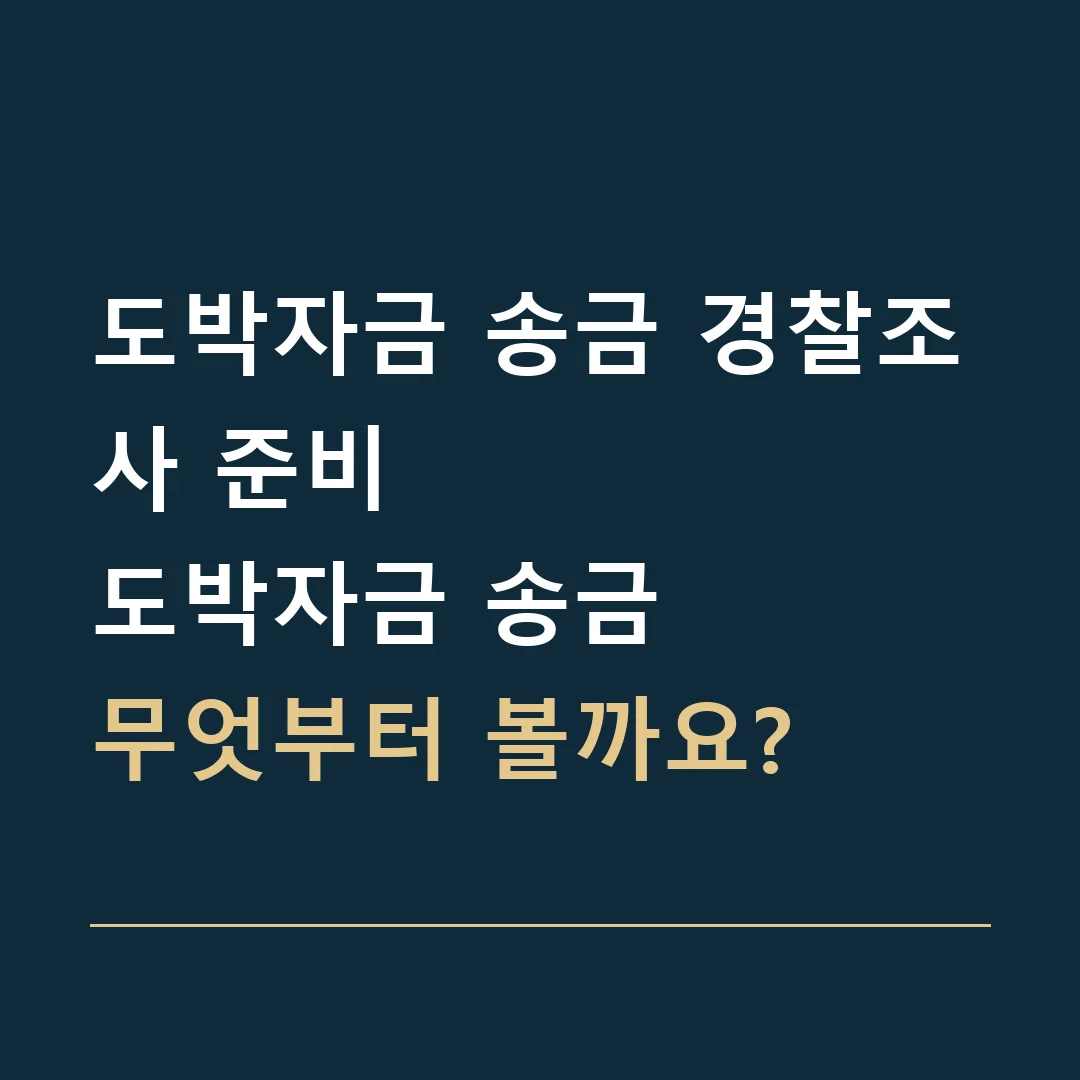 도박자금 송금 경찰조사 준비 · 도박자금 송금
무엇부터 볼까요?