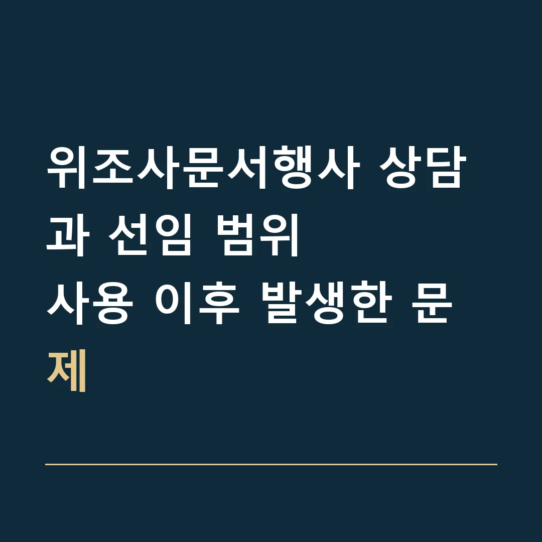 위조사문서행사 상담과 선임 범위 · 사용 이후 발생한 문제