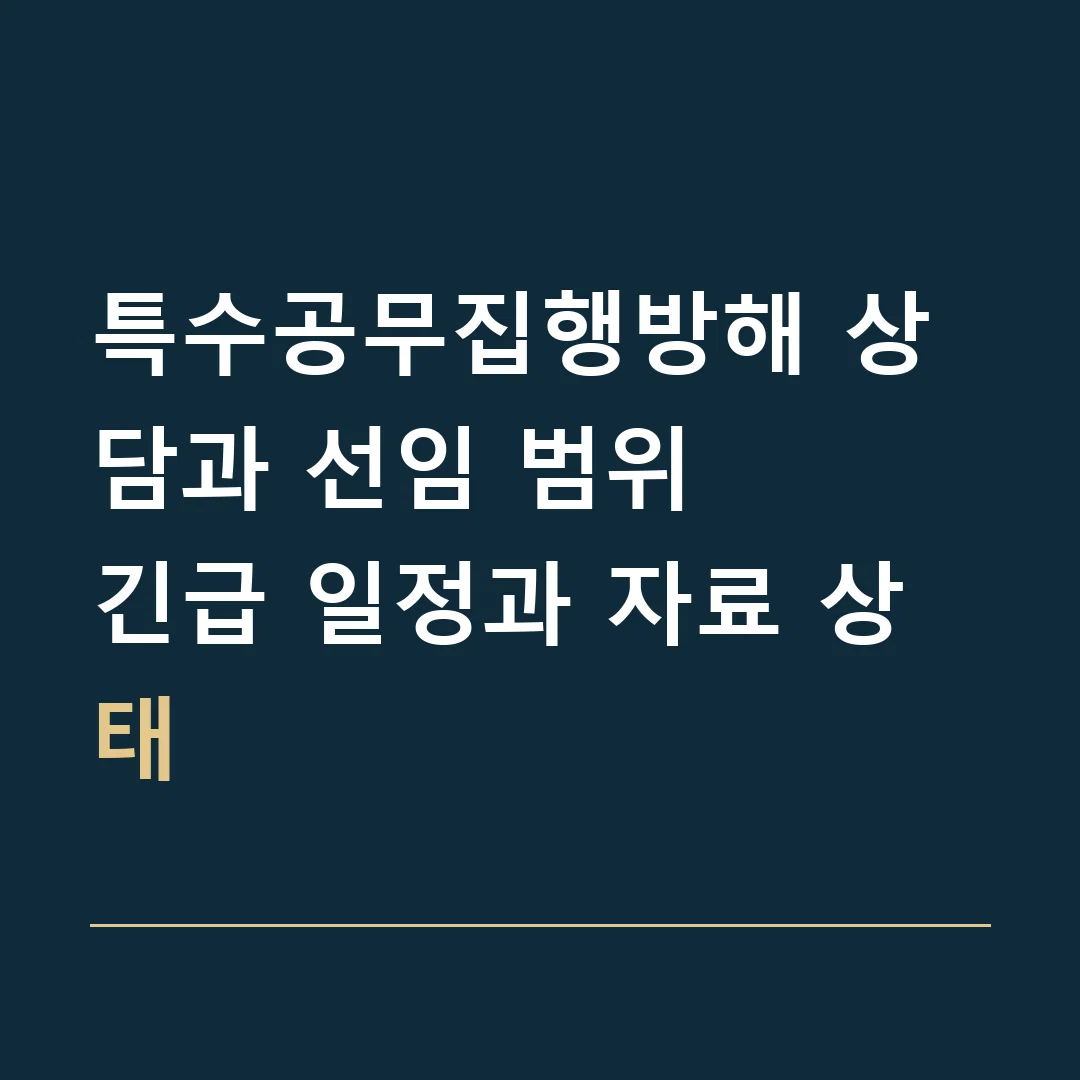 특수공무집행방해 상담과 선임 범위 · 긴급 일정과 자료 상태