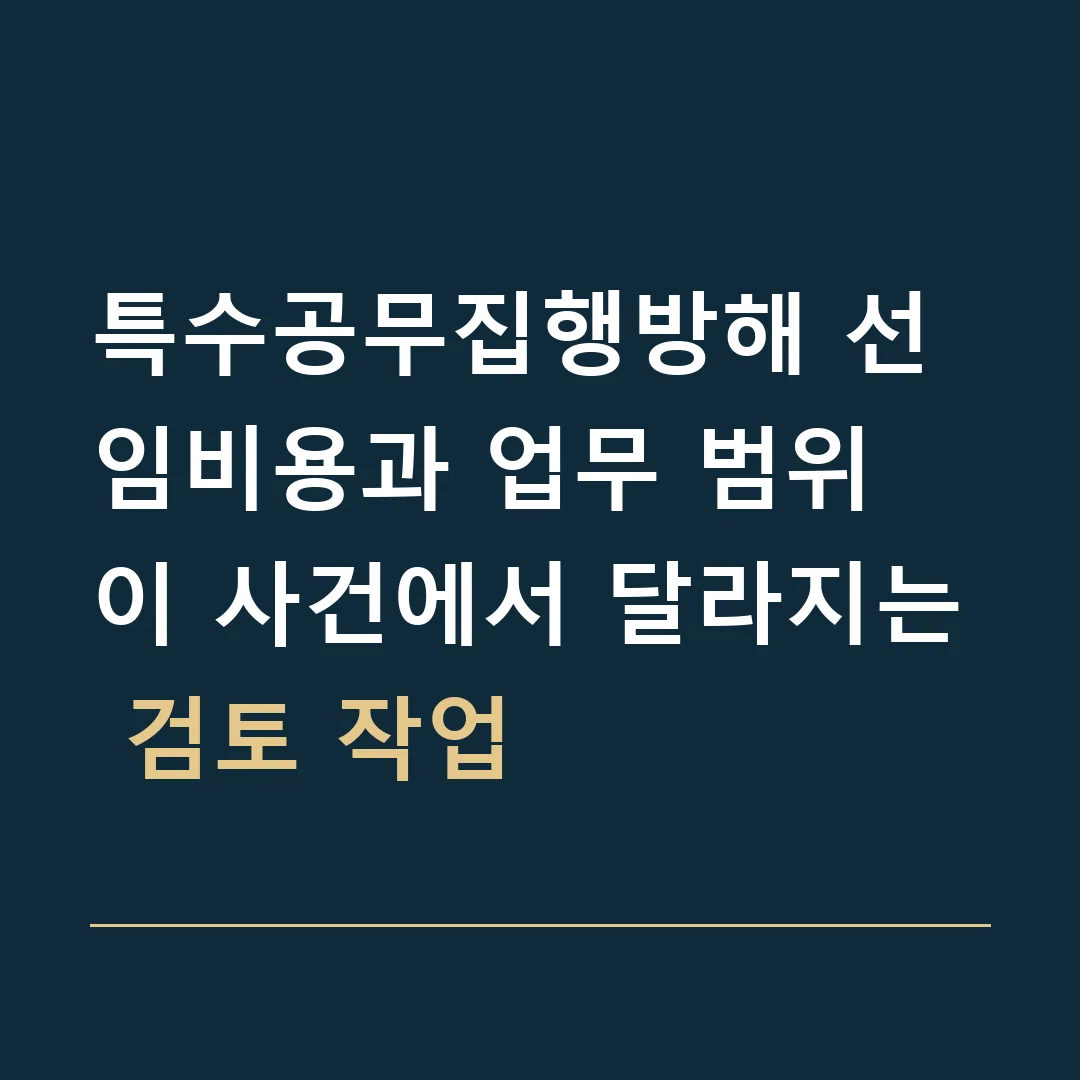 특수공무집행방해 선임비용과 업무 범위 · 이 사건에서 달라지는 검토 작업