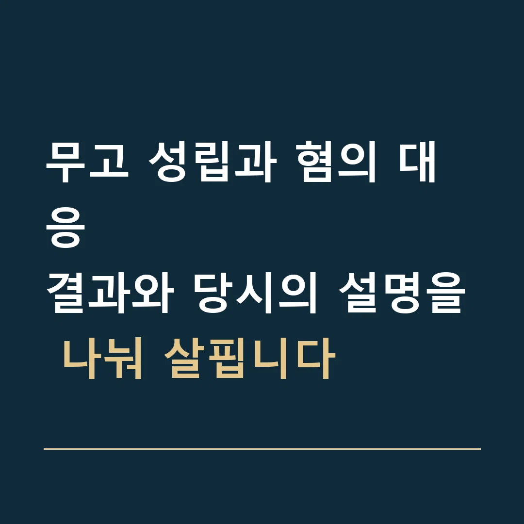 무고 성립과 혐의 대응 · 결과와 당시의 설명을 나눠 살핍니다