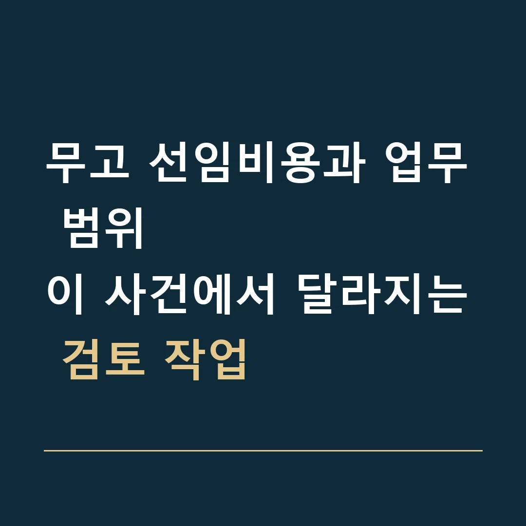 무고 선임비용과 업무 범위 · 이 사건에서 달라지는 검토 작업