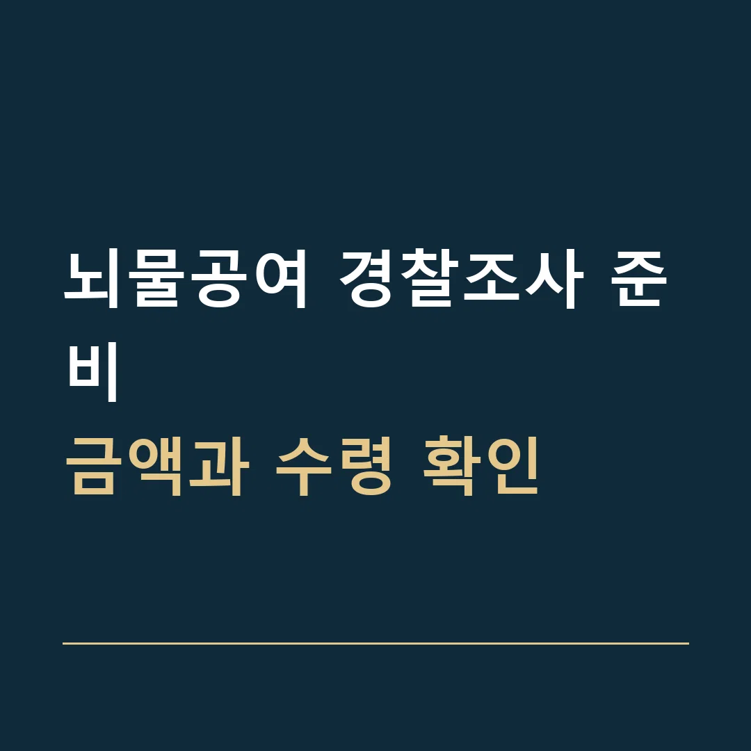 뇌물공여 경찰조사 준비 · 금액과 수령 확인