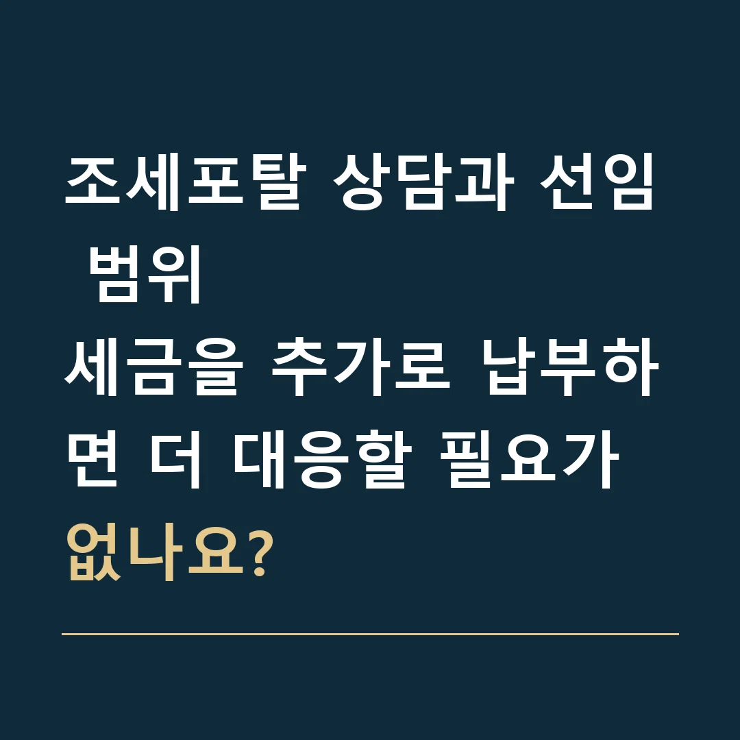 조세포탈 상담과 선임 범위 · 세금을 추가로 납부하면 더 대응할 필요가 없나요?