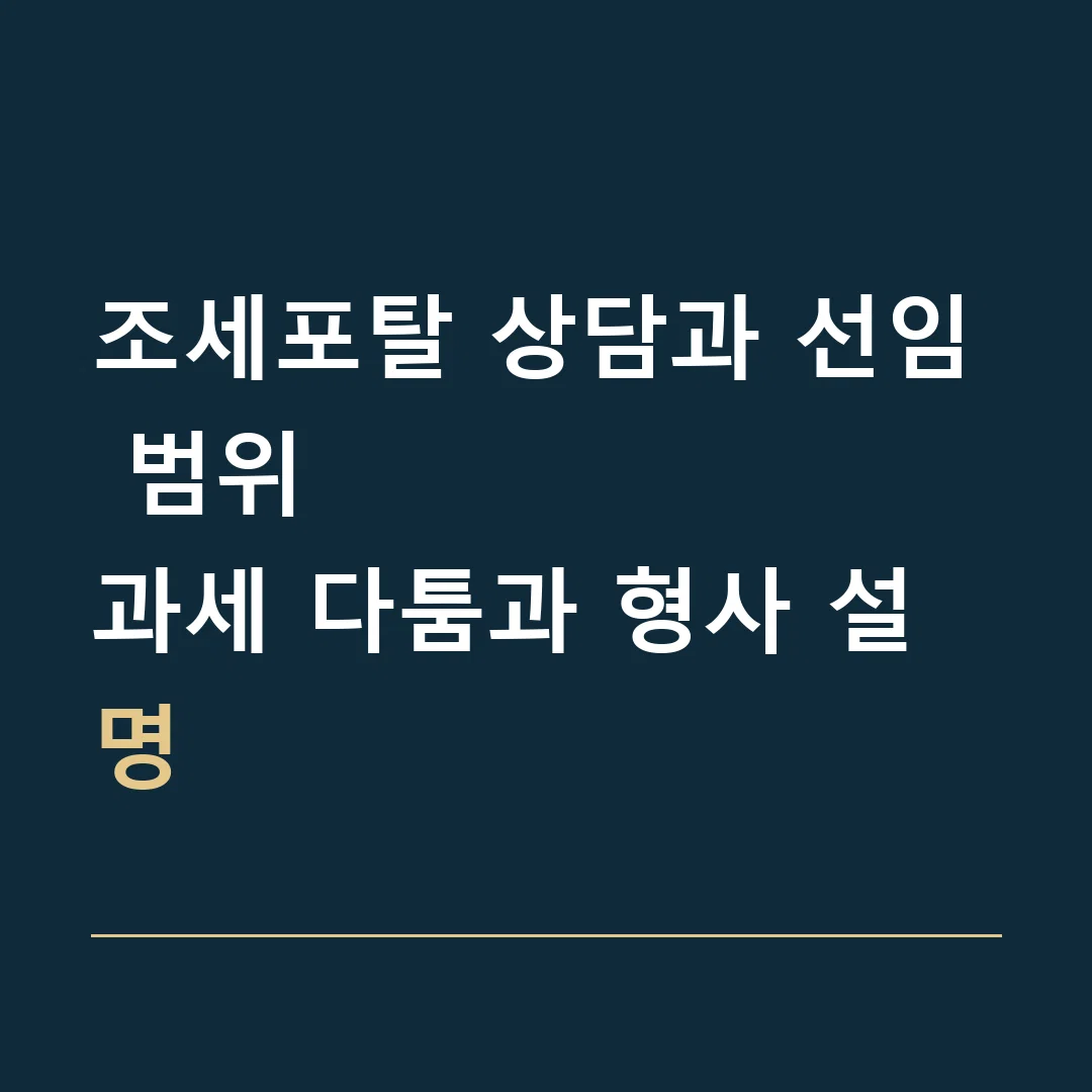 조세포탈 상담과 선임 범위 · 과세 다툼과 형사 설명