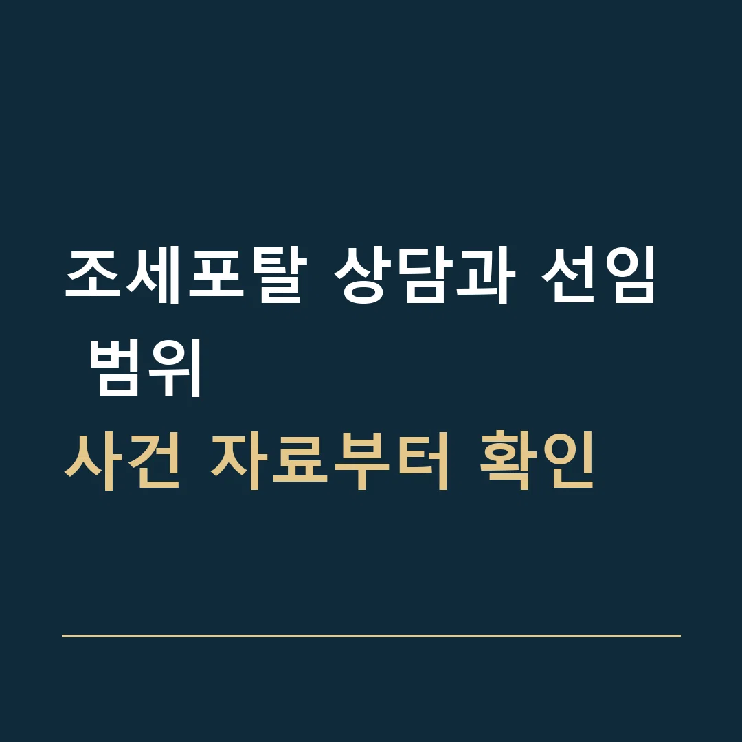 조세포탈 상담과 선임 범위 · 사건 자료부터 확인